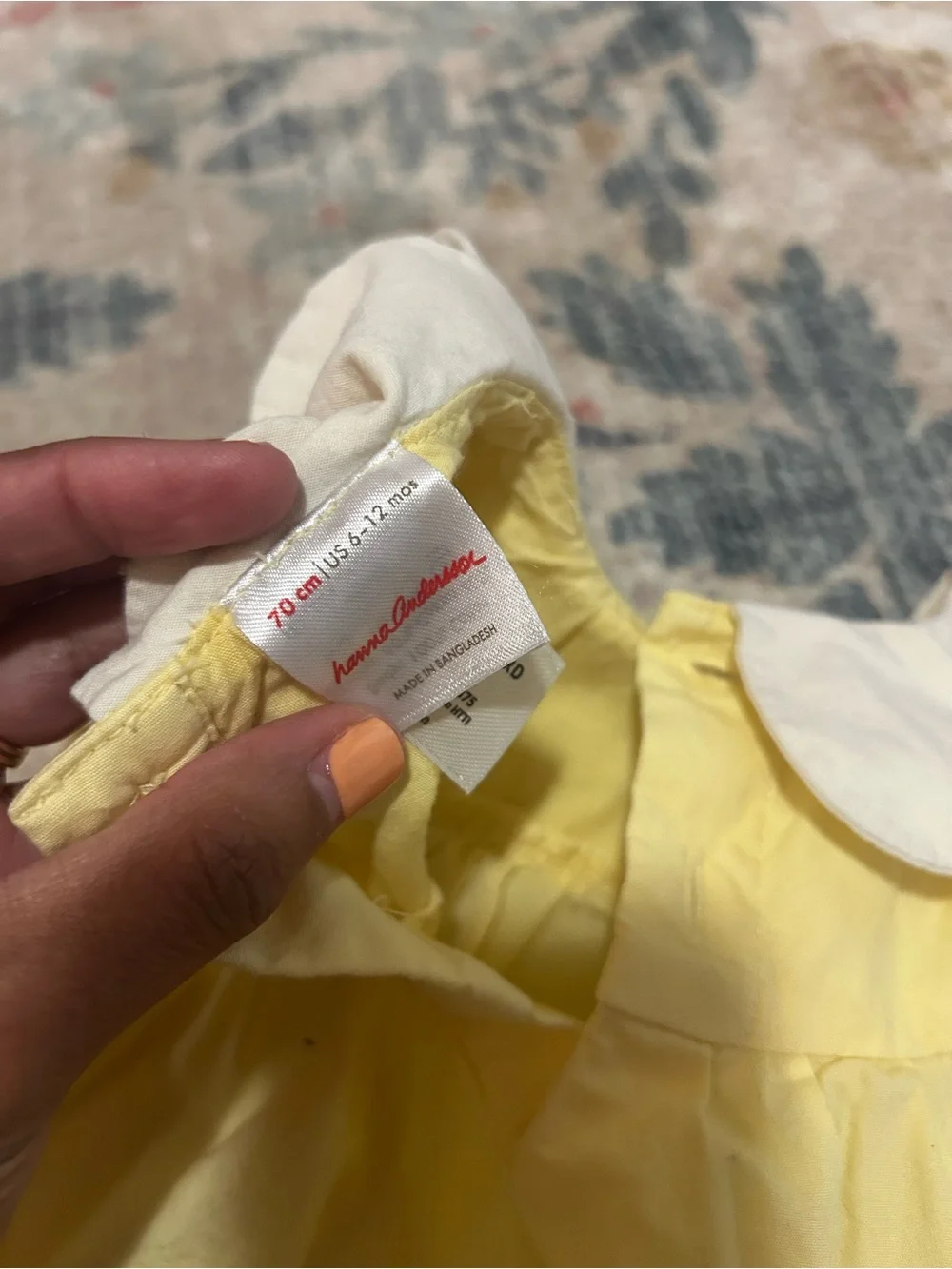 Hanna Andersson Yellow Baby Dress with Scalloped White Collar + Bloomers